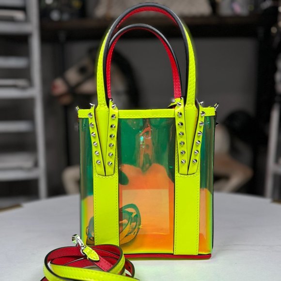 Christian Louboutin Handbags - Christian Louboutin Cabata mini leather and TPU tote bag fluo yellow